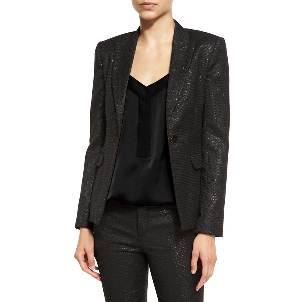 ATM - Anthony Thomas Melillo - Metallic Sparkle Schoolboy Blazer Jacket - Black